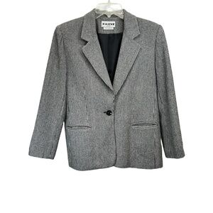 Vintage Joan Leslie Women's Grey‎ Houndstooth Wool Blend Petite Blazer 6